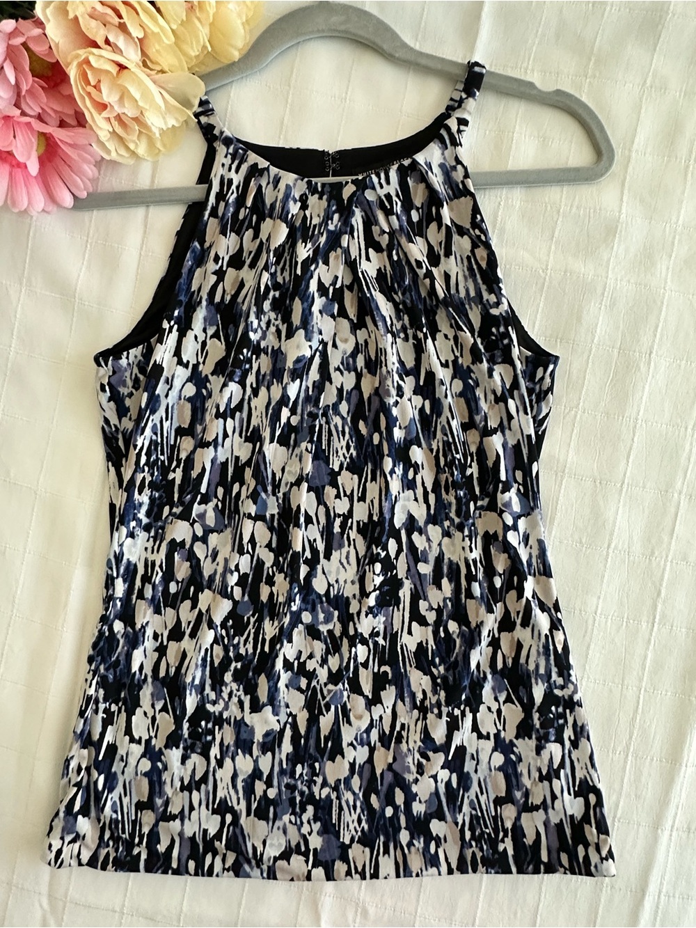 White House Black Market NWOT Navy & Cream Halter Top!